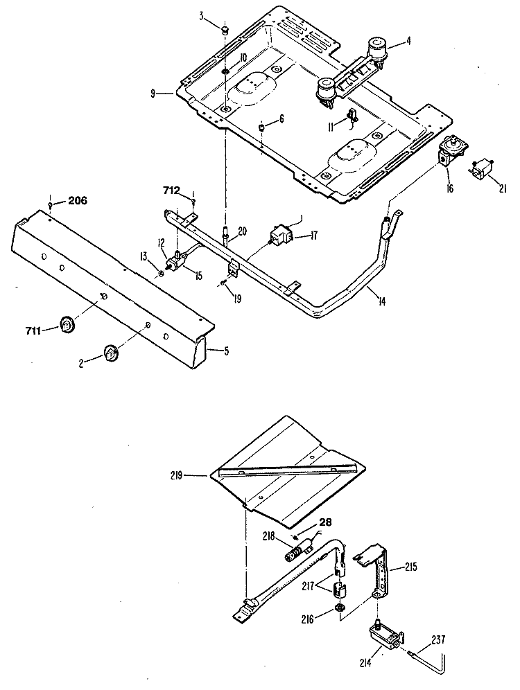 Section Diagram and Parts List for JGSS05GER3  General Electric Range