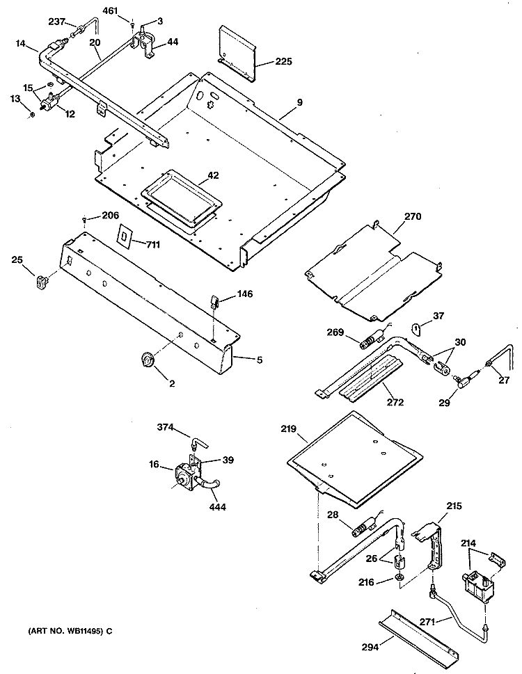 Section Diagram and Parts List for JGBP35GEP5  General Electric Range