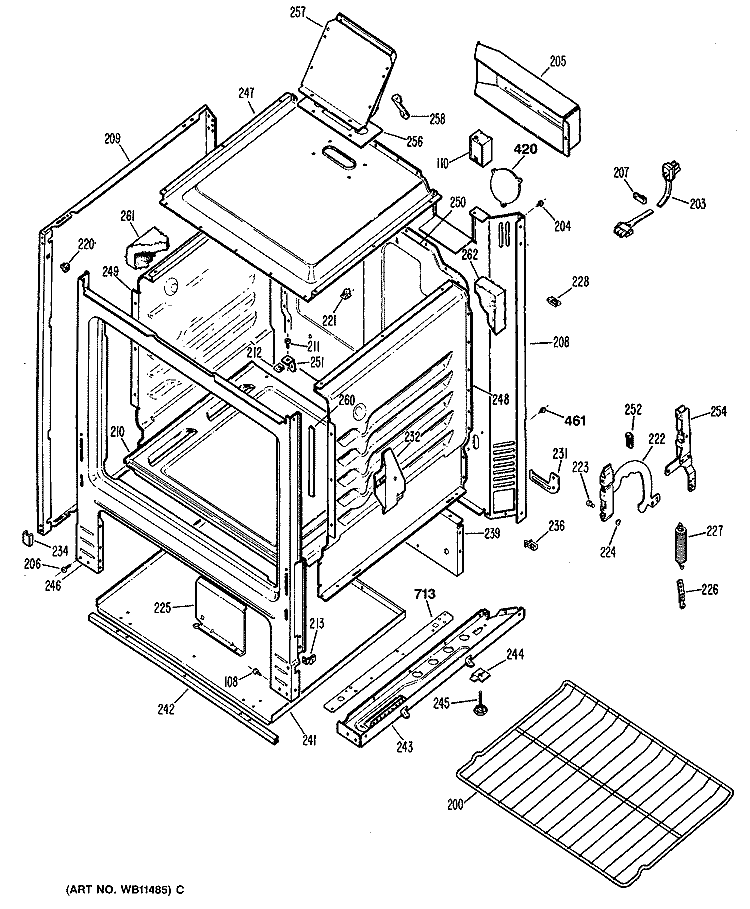 Section Diagram and Parts List for JGBS02EN5  General Electric Range