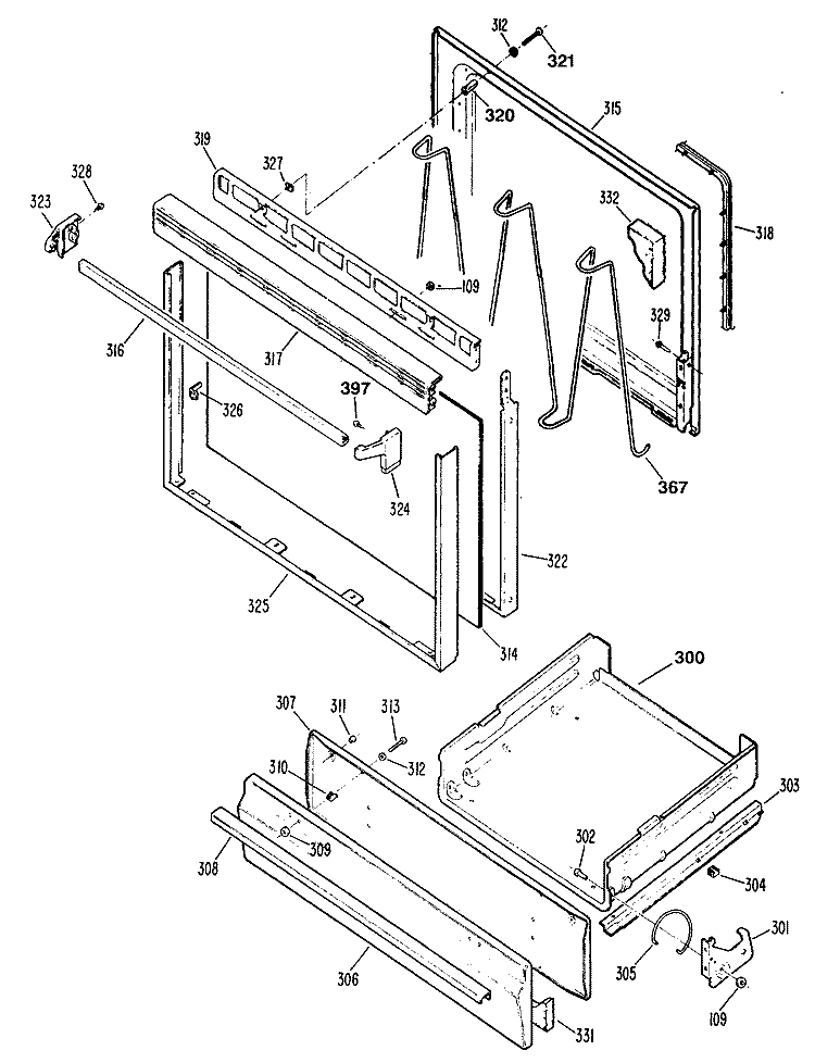 Section Diagram and Parts List for JGSS05GER4  General Electric Range