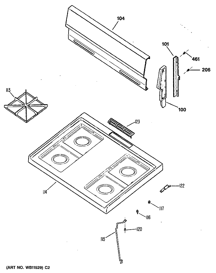 Section Diagram and Parts List for JGBS04GER4  General Electric Range