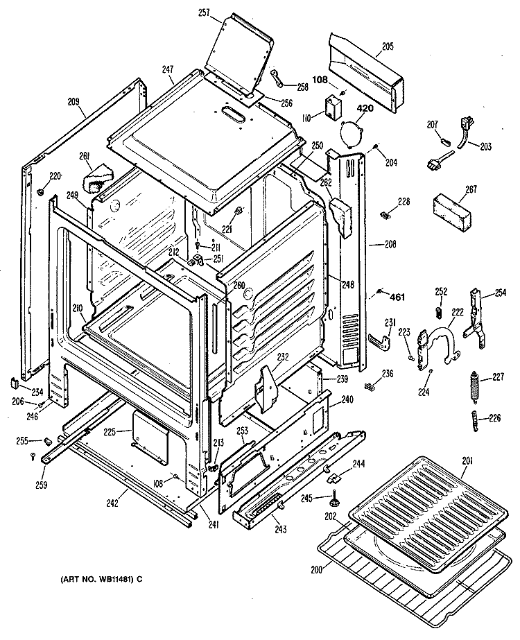 Section Diagram and Parts List for JGBS04GER4  General Electric Range