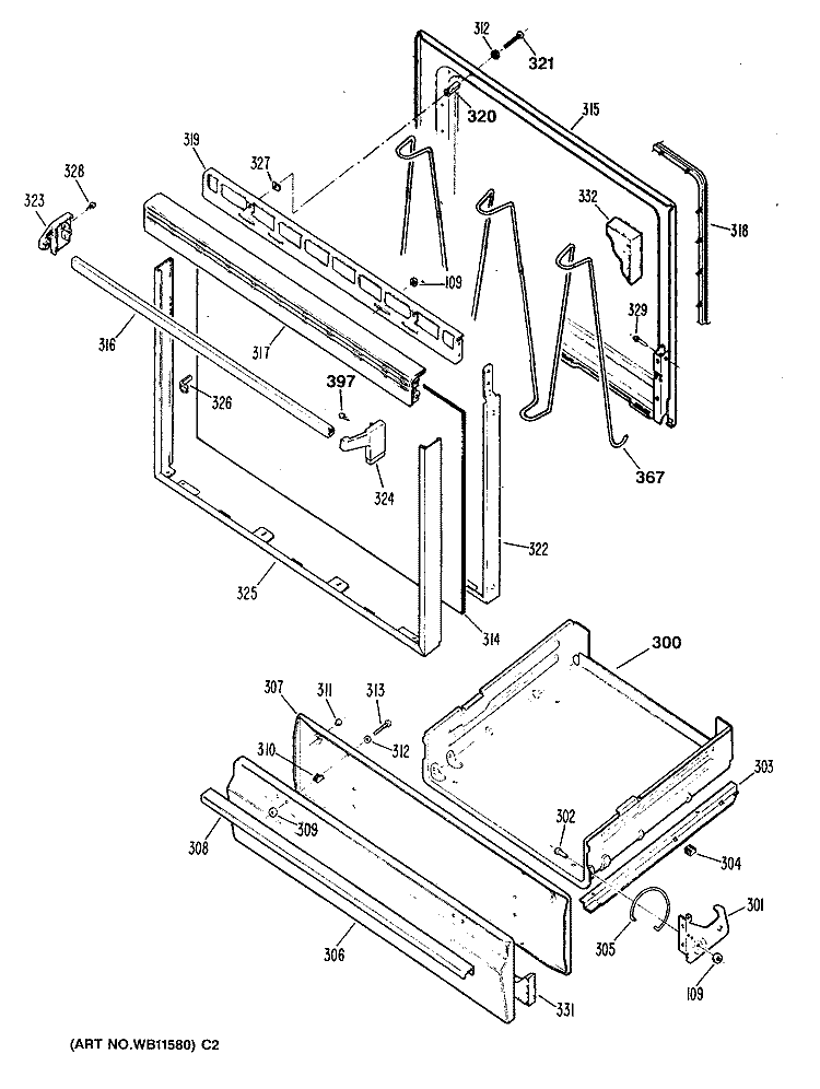 Section Diagram and Parts List for JGBS04GER4  General Electric Range