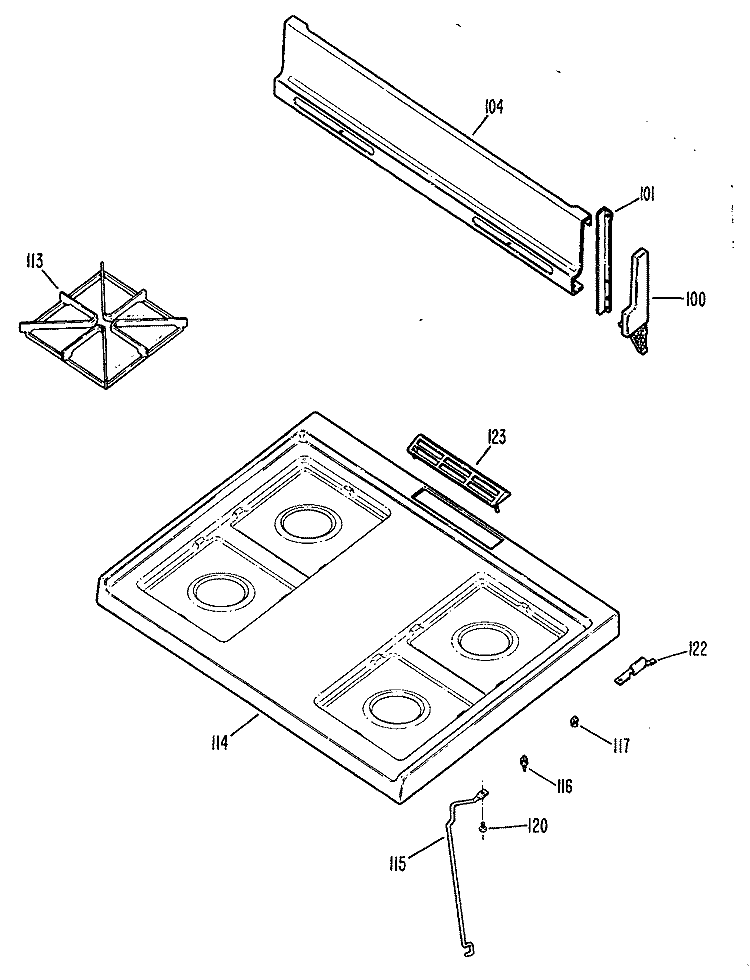 Section Diagram and Parts List for JGBS02PN4  General Electric Range