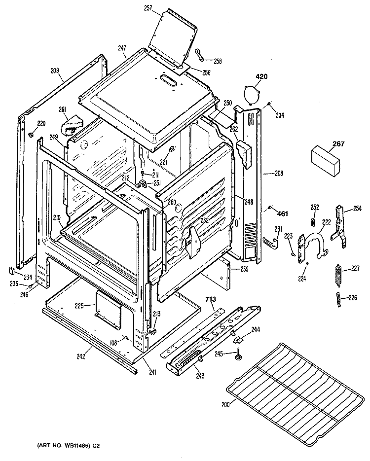 Section Diagram and Parts List for JGBS02PN4  General Electric Range