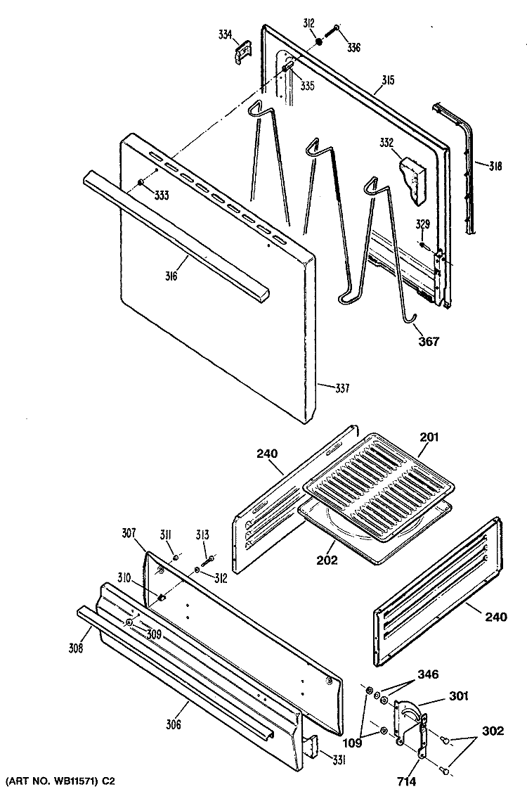 Section Diagram and Parts List for JGBS02PN4  General Electric Range
