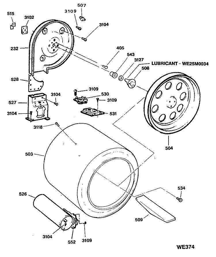 Section Diagram and Parts List for DDG8589RDMAA  General Electric Dryer