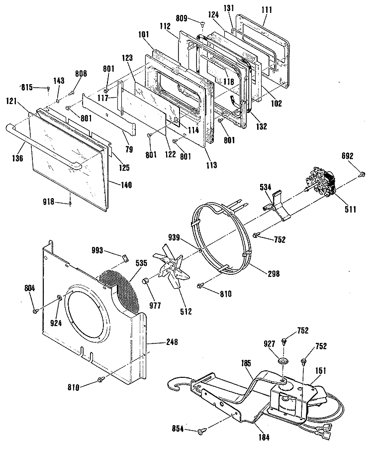 Section Diagram and Parts List for ZEK757WP3WG  General Electric Wall Oven