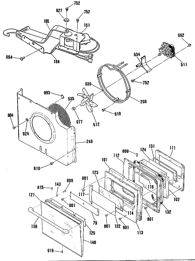 Section Diagram and Parts List for ZEK736GP3BG  General Electric Wall Oven