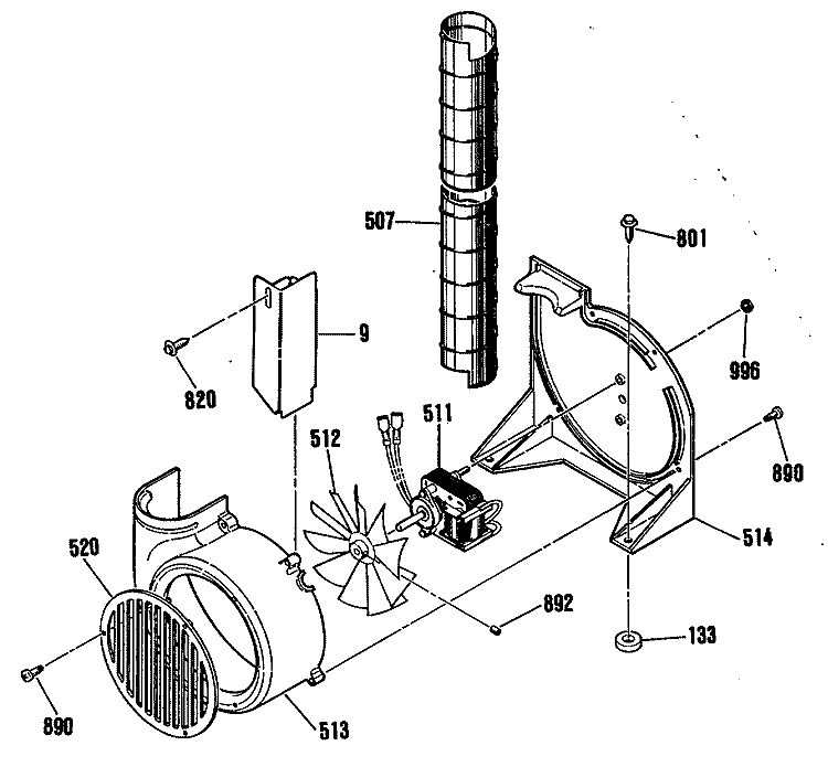 Section Diagram and Parts List for JCSP31GP2WH  General Electric Range