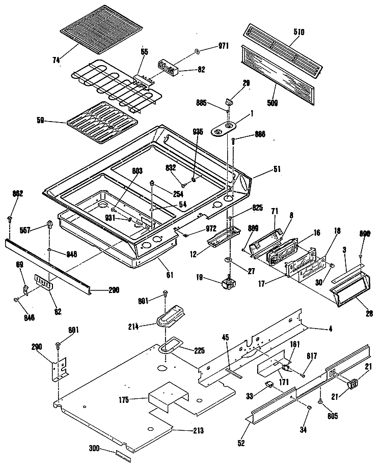 Section Diagram and Parts List for JSP62GN3BG  General Electric Range