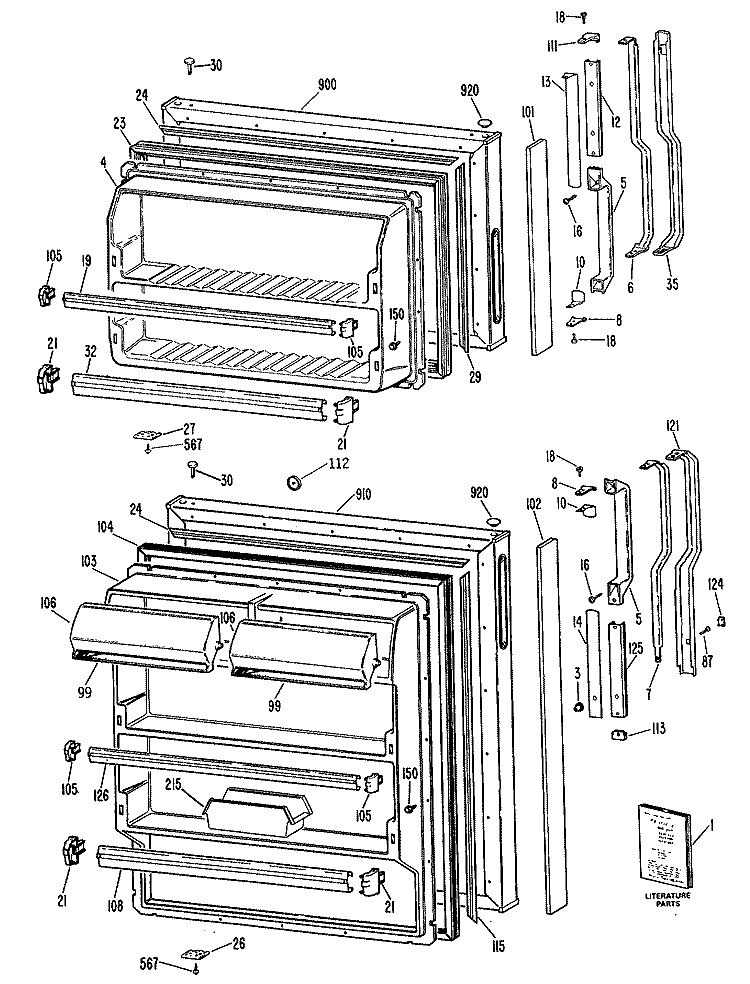 Section Diagram and Parts List for TBX14DASDRAD  General Electric Refrigerator