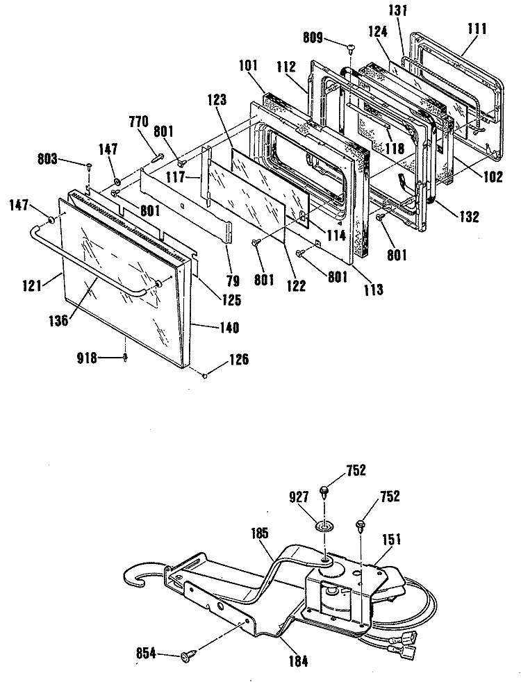 Section Diagram and Parts List for JKP76GP2BG  General Electric Microwave Oven Combo