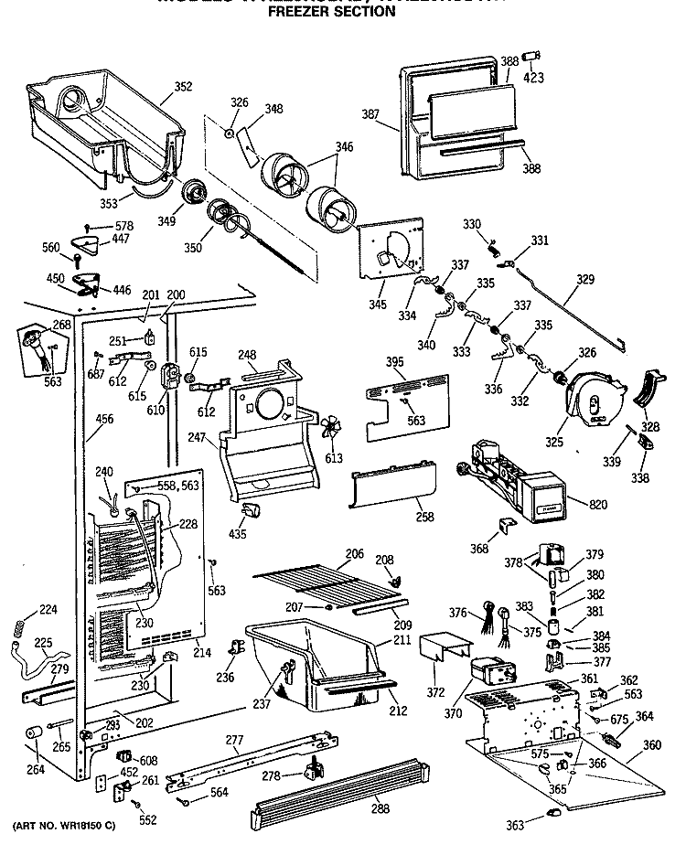 FREEZER SECTION Diagram and Parts List for TFH22JRSBAD  General Electric Refrigerator