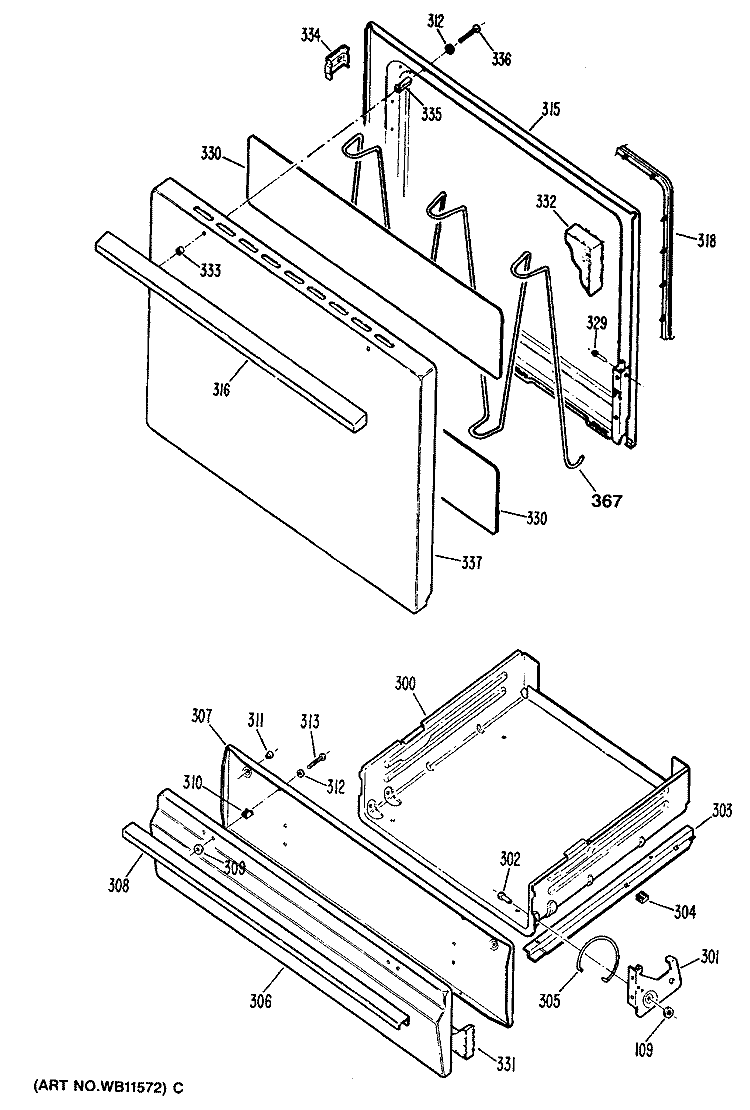 Section Diagram and Parts List for JGBS04ER4  General Electric Range