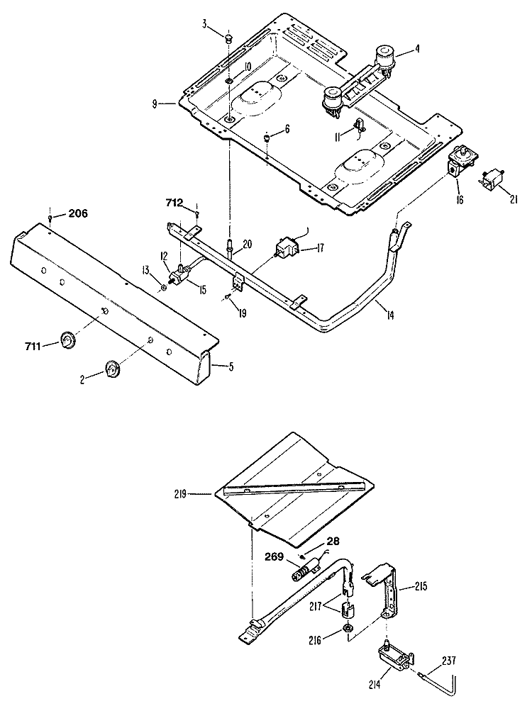 Section Diagram and Parts List for JGBS04ER4  General Electric Range