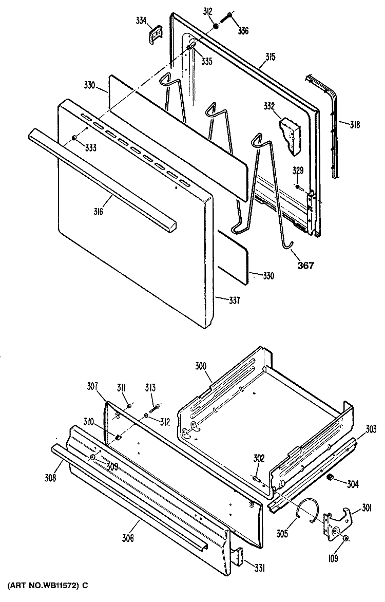 Section Diagram and Parts List for JGBS04PR3  General Electric Range