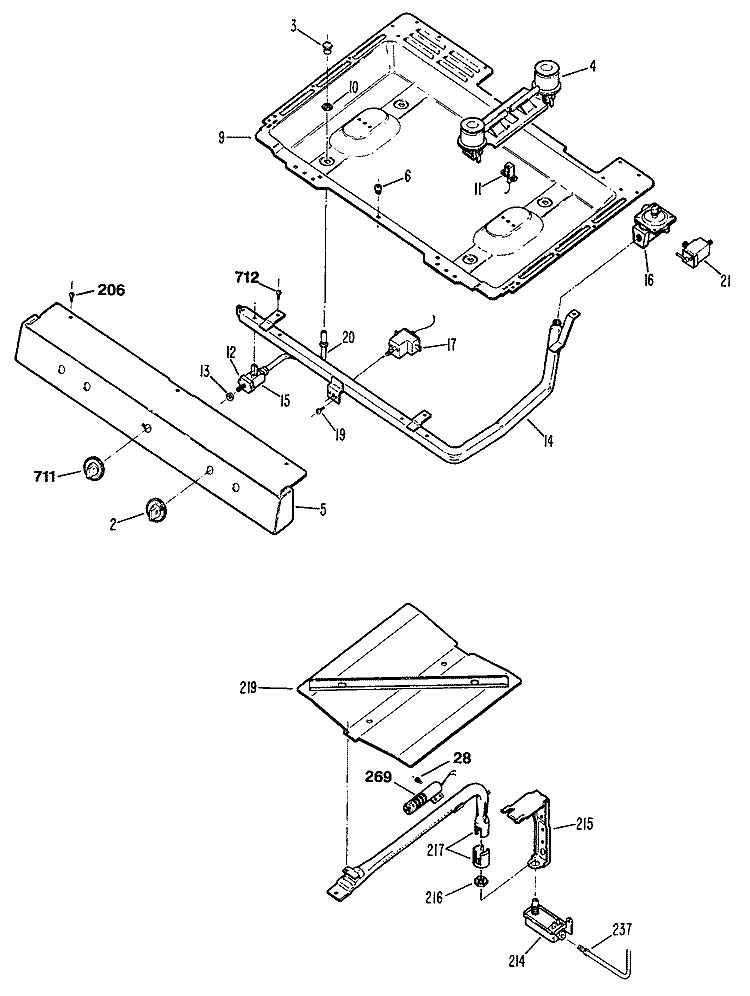 Section Diagram and Parts List for JGBS12GER4  General Electric Range