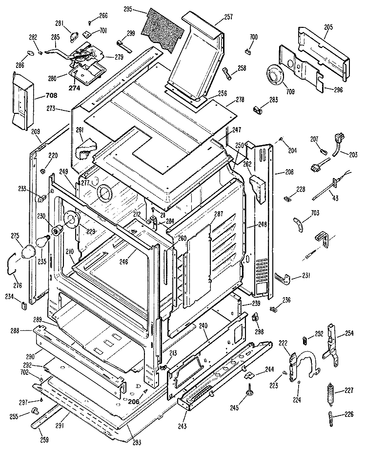 Section Diagram and Parts List for JGBP26GEN6  General Electric Range