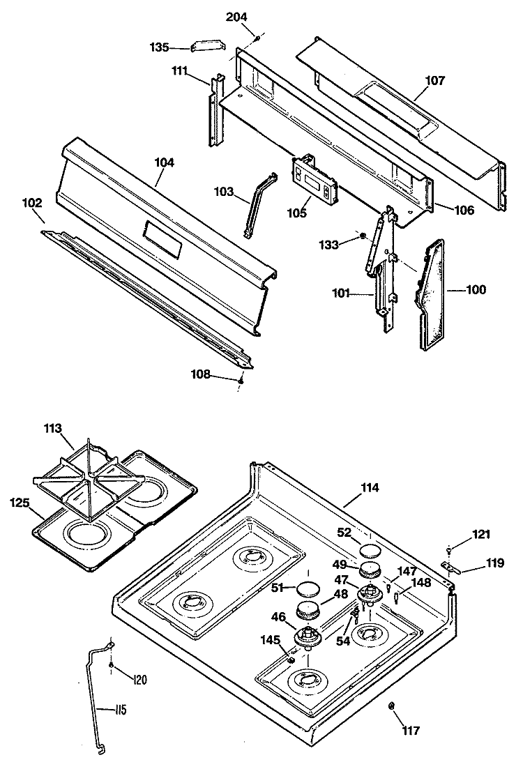 Section Diagram and Parts List for JGBC16GEP5  General Electric Range