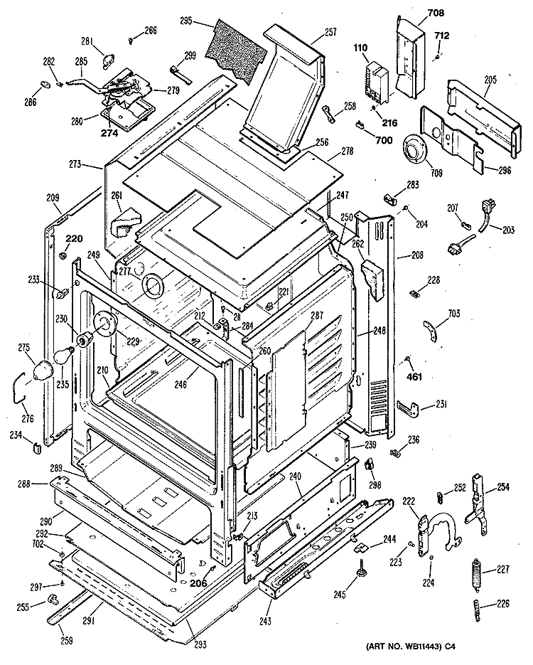 Section Diagram and Parts List for JGBP32GES2  General Electric Range
