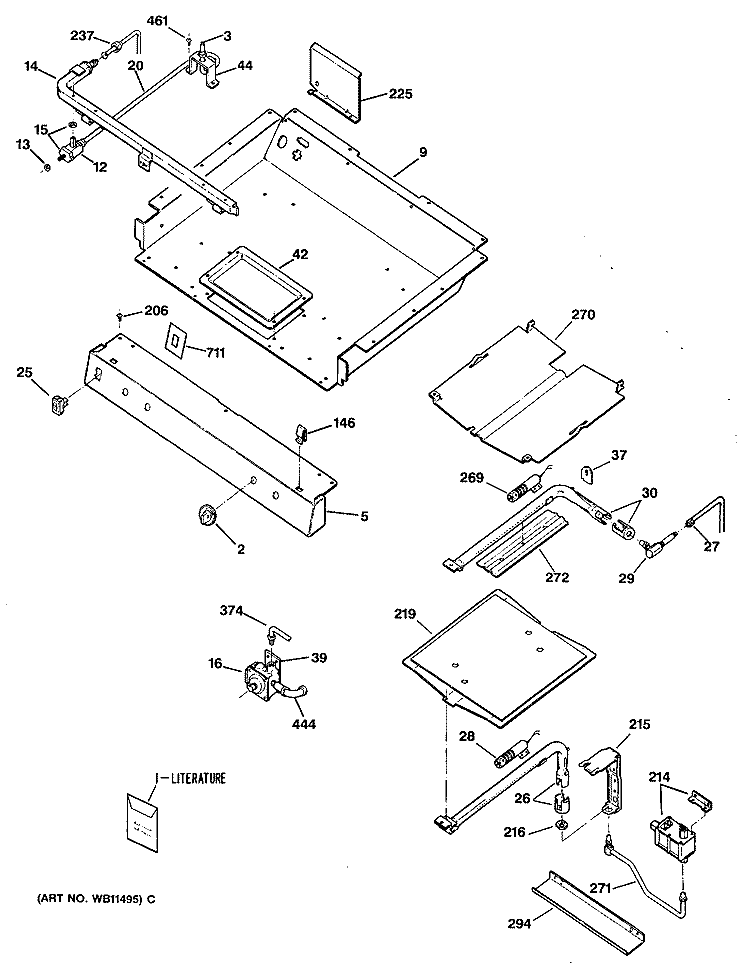 Section Diagram and Parts List for JGBP32GES2  General Electric Range