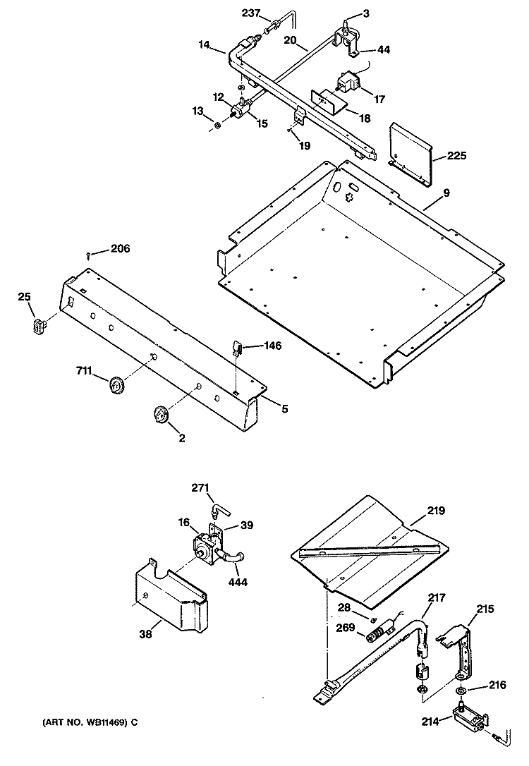 Section Diagram and Parts List for JGBS18GES2  General Electric Range