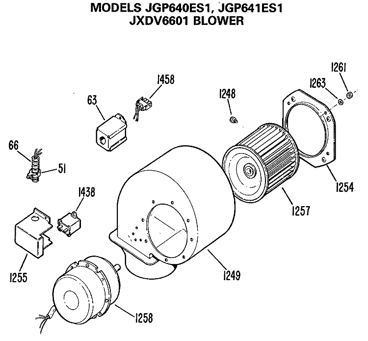 BLOWER Diagram and Parts List for JGP641ES1  General Electric Cooktop