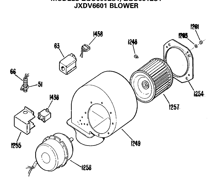BLOWER Diagram and Parts List for ZGU661ES1  General Electric Cooktop