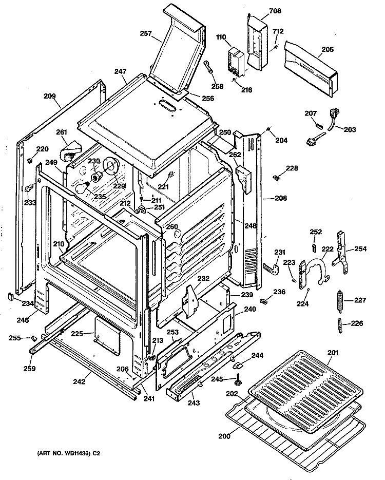 Section Diagram and Parts List for JGBC16GEP6  General Electric Range