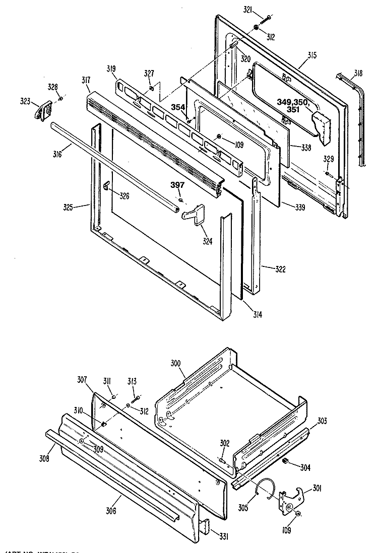 Section Diagram and Parts List for JGBC16GEP6  General Electric Range