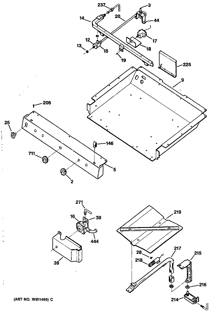 Section Diagram and Parts List for JGBC16GEP6  General Electric Range