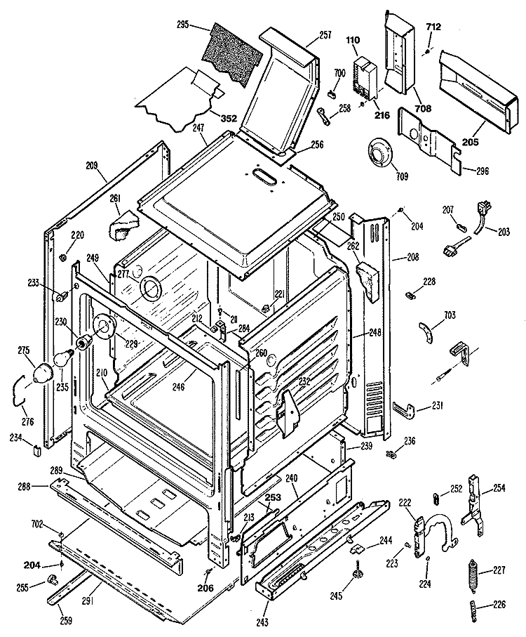 Section Diagram and Parts List for JGBS19GEP6  General Electric Range