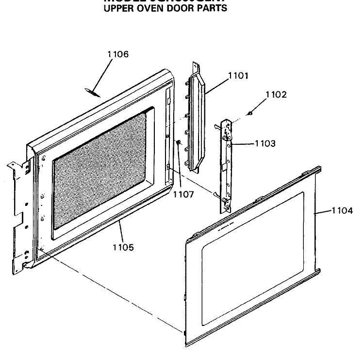 UPPER OVEN DOOR PARTS Diagram and Parts List for JGHC60GEN7  General Electric Range