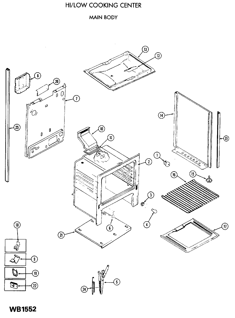 HI / LOW COOKING CENTER Diagram and Parts List for JGHC56GEJE  General Electric Range