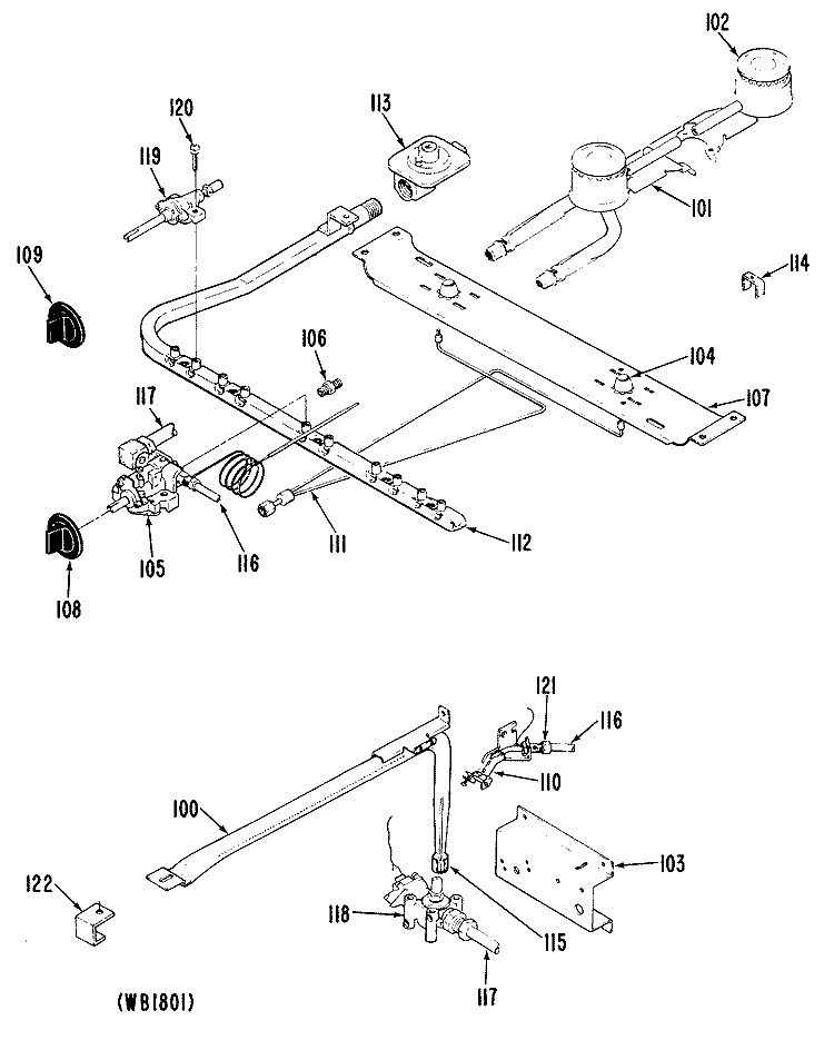 Section Diagram and Parts List for JGAS02PN9  General Electric Range