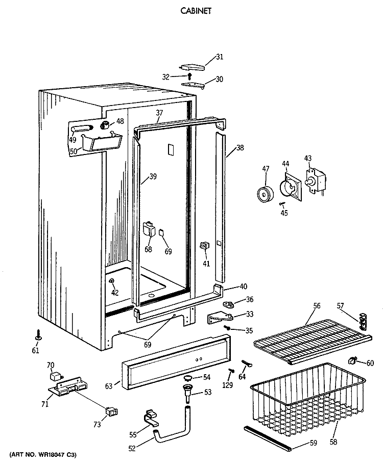 CABINET Diagram and Parts List for FP21DSCRWH  General Electric Freezer