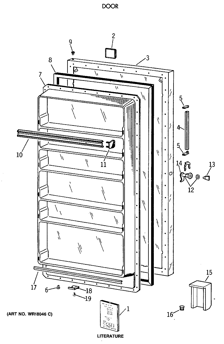 DOOR Diagram and Parts List for FP21SSARWH  General Electric Freezer