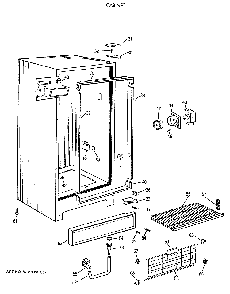 CABINET Diagram and Parts List for FP21SSARWH  General Electric Freezer