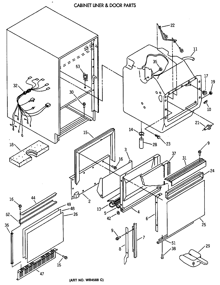 CABINET LINER & DOOR PARTS Diagram and Parts List for ZDIB50XA  General Electric Ice Maker