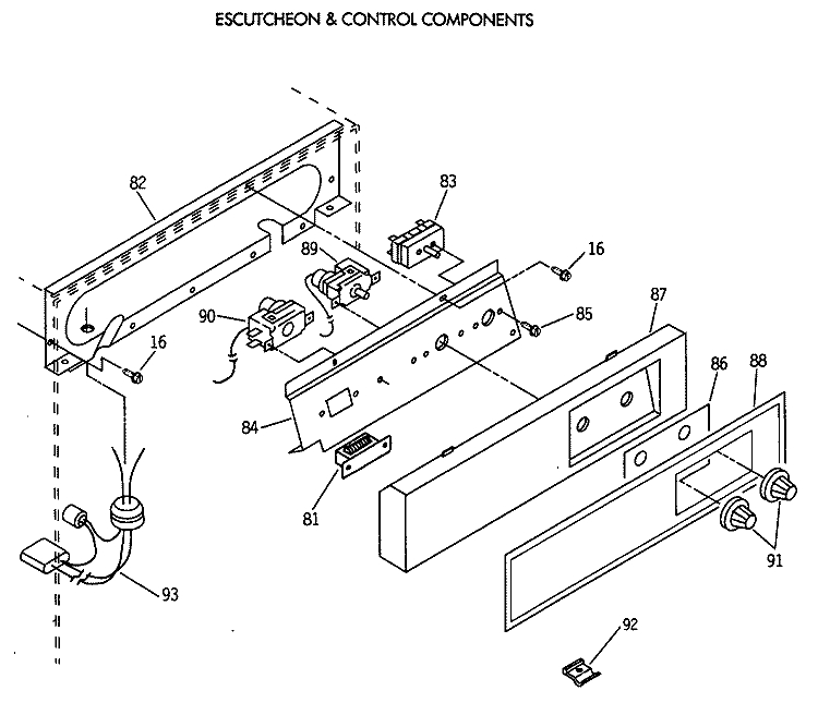 ESCUTCHEON & CONTROL COMPONENTS Diagram and Parts List for ZDIB50XA  General Electric Ice Maker