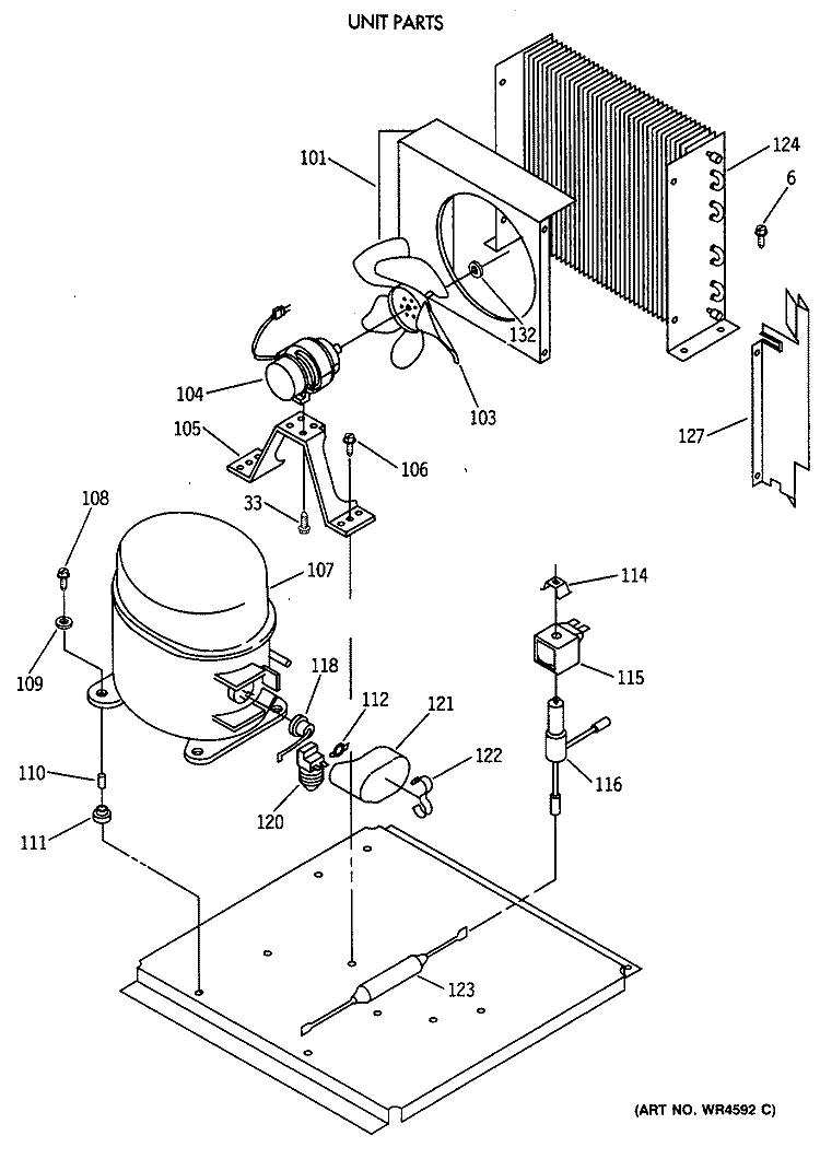 UNIT PARTS Diagram and Parts List for ZDIB50XA  General Electric Ice Maker