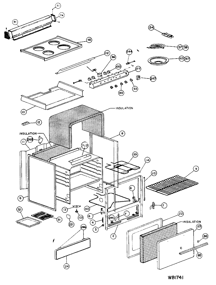 Section Diagram and Parts List for JAS03*M3  General Electric Range