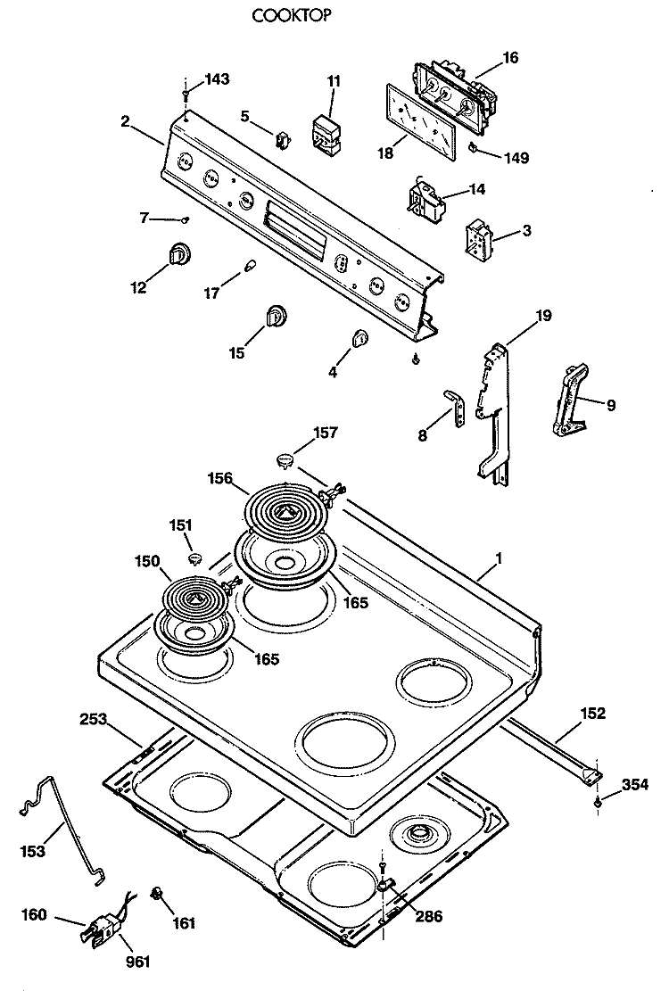 Section Diagram and Parts List for JBS26*R3  General Electric Range