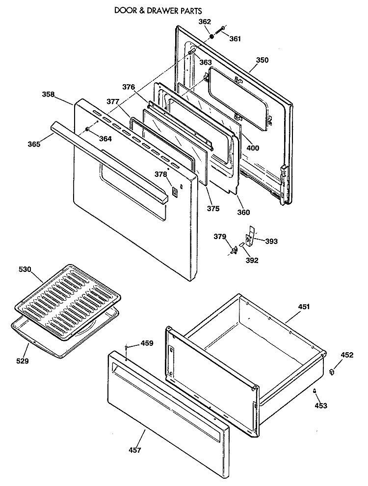 Section Diagram and Parts List for JBS26*R3  General Electric Range