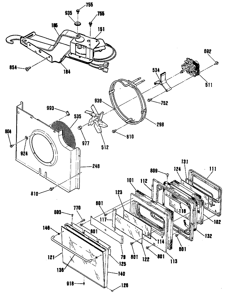 Section Diagram and Parts List for JKP18AS1AA  General Electric Wall Oven