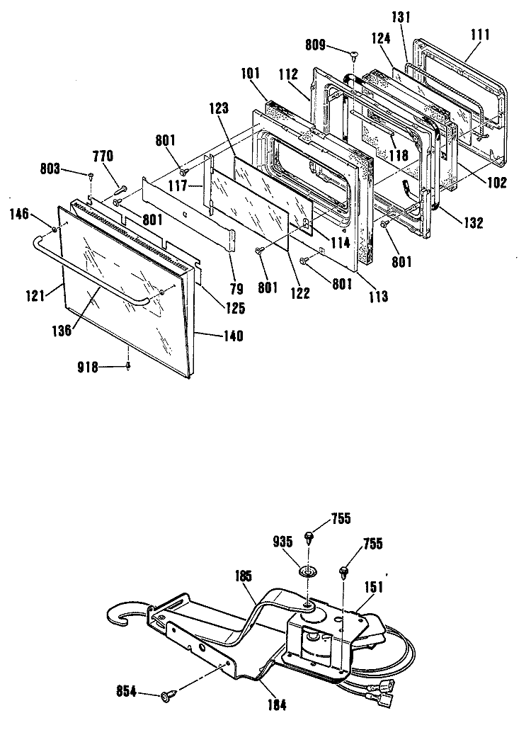 Section Diagram and Parts List for JMP28GR2AD  General Electric Range