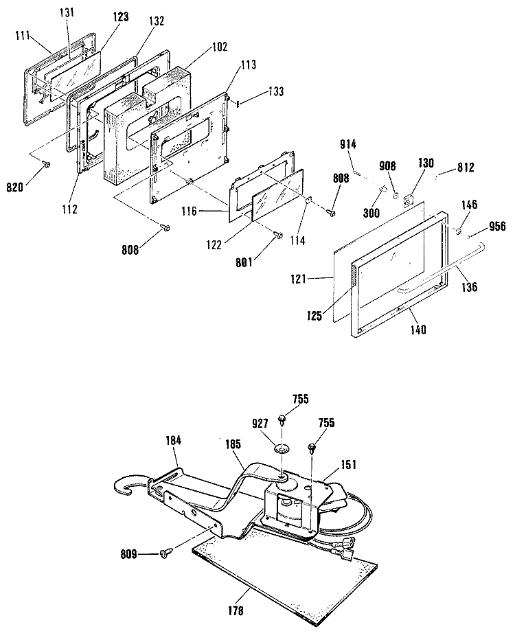 Section Diagram and Parts List for JSP28GP4BG  General Electric Range