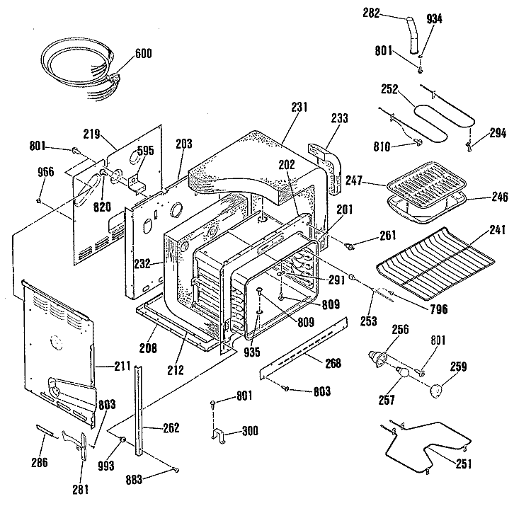 Section Diagram and Parts List for JDP36GP5WH  General Electric Range
