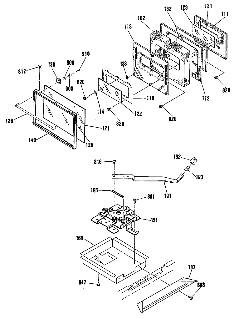 Section Diagram and Parts List for JHP56GN6AD  General Electric Range
